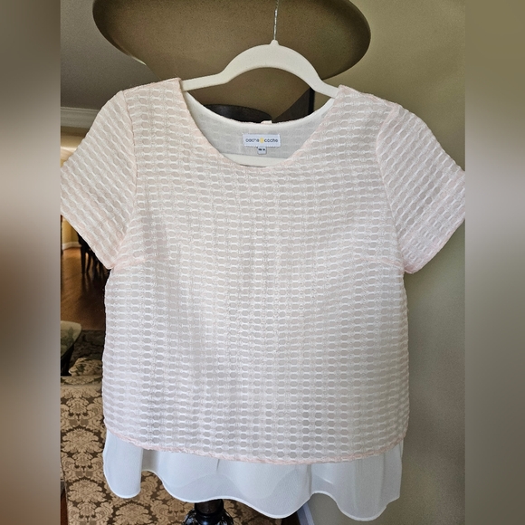 NWOT Cache Cache, sweet pink and white, short sleeve top - Picture 9 of 9